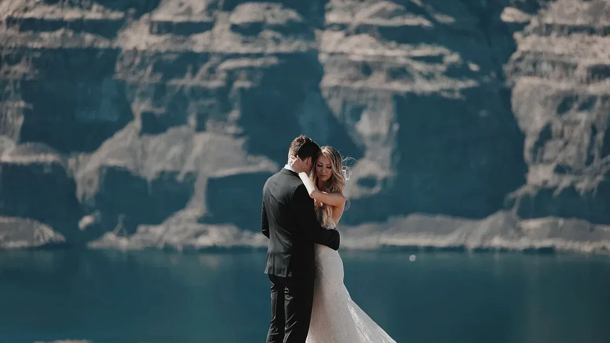 A couple on their wedding day